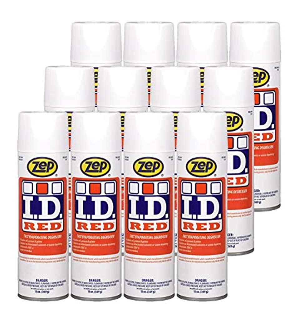 Zep I.D. Red Industrial Degreaser Aerosol - 13 oz (Case of 12) 9601 - Noncorrosive Fast-Acting Degreaser for Metal Surfaces | Removes Oil, Grease & Grime | Ideal for Manufacturing, Automotive & Workshop Cleaning