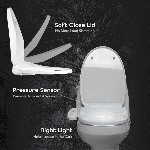 BidetMate 3000 Series Smart Bidet Toilet Seat with Warm Water, Heated Seat & Remote Control - Perfect for Modern Bathrooms & Elderly Comfort