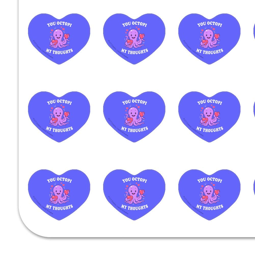 Funny Occupy Octopus Heart Shaped Planner Stickers - Cute Humor Scrapbook & Craft Decals for Journals, Calendars, DIY Projects - Perfect for Bullet Journaling, Gift Wrapping, and School Supplies