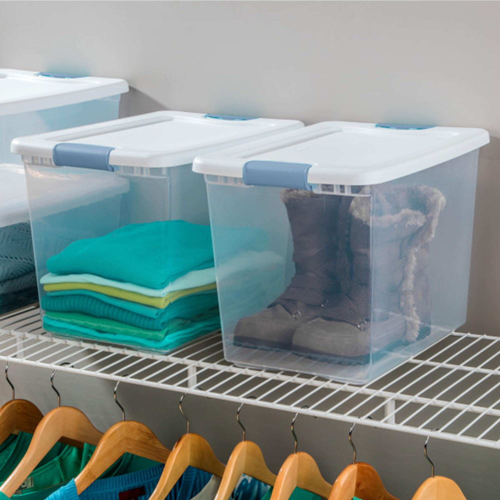 Sterilite 12-Pack Clear Plastic Stackable Storage Bins with Lids - 25 Quart Organizer Containers for Home, Office, Closet & Pantry Organization