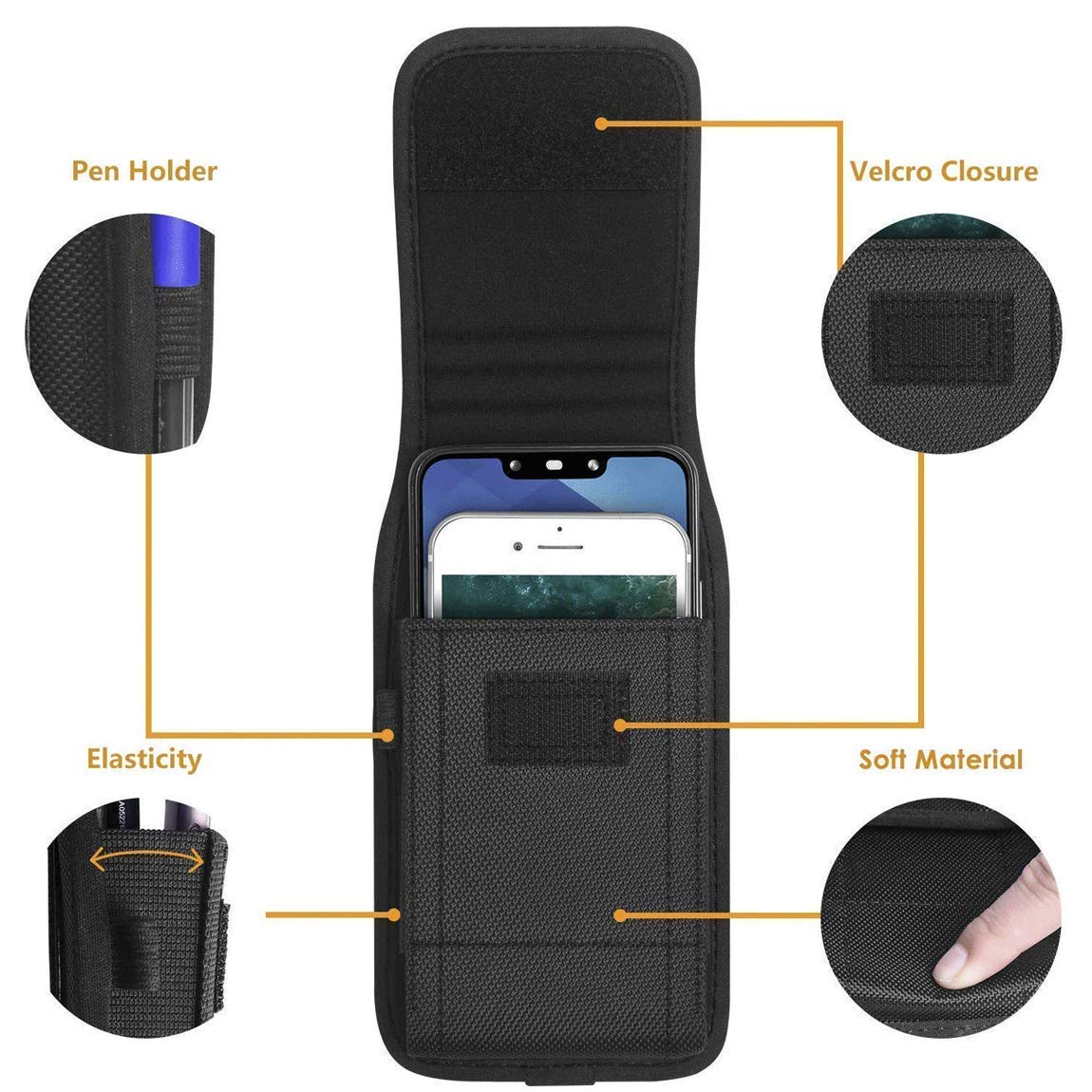 Premium Nylon Canvas Belt Holster for ZTE Blade X1 5G/Blade 10/10 Prime/Axon 10 Pro/Blade A7 Prime/Blade Z Max - Rugged Phone Pouch with Metal Clip (Fits Slim Protective Cases) - Ideal for Outdoor Activities, Construction Work & Hands-Free Convenience
