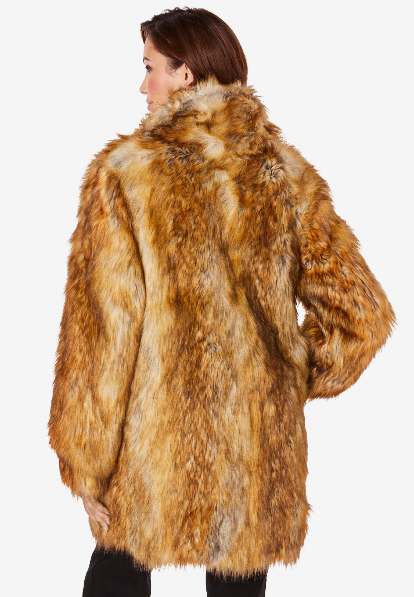 Roaman's Women's Plus Size Short Faux Fur Coat - Warm Winter Jacket for Curvy Women | Perfect for Holiday Parties & Outdoor Activities
