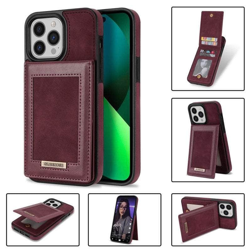 Premium Vegan Leather iPhone 14 Plus Wallet Case with 6 Card Slots - Slim Protective Cover for Everyday Use & Travel Essentials
