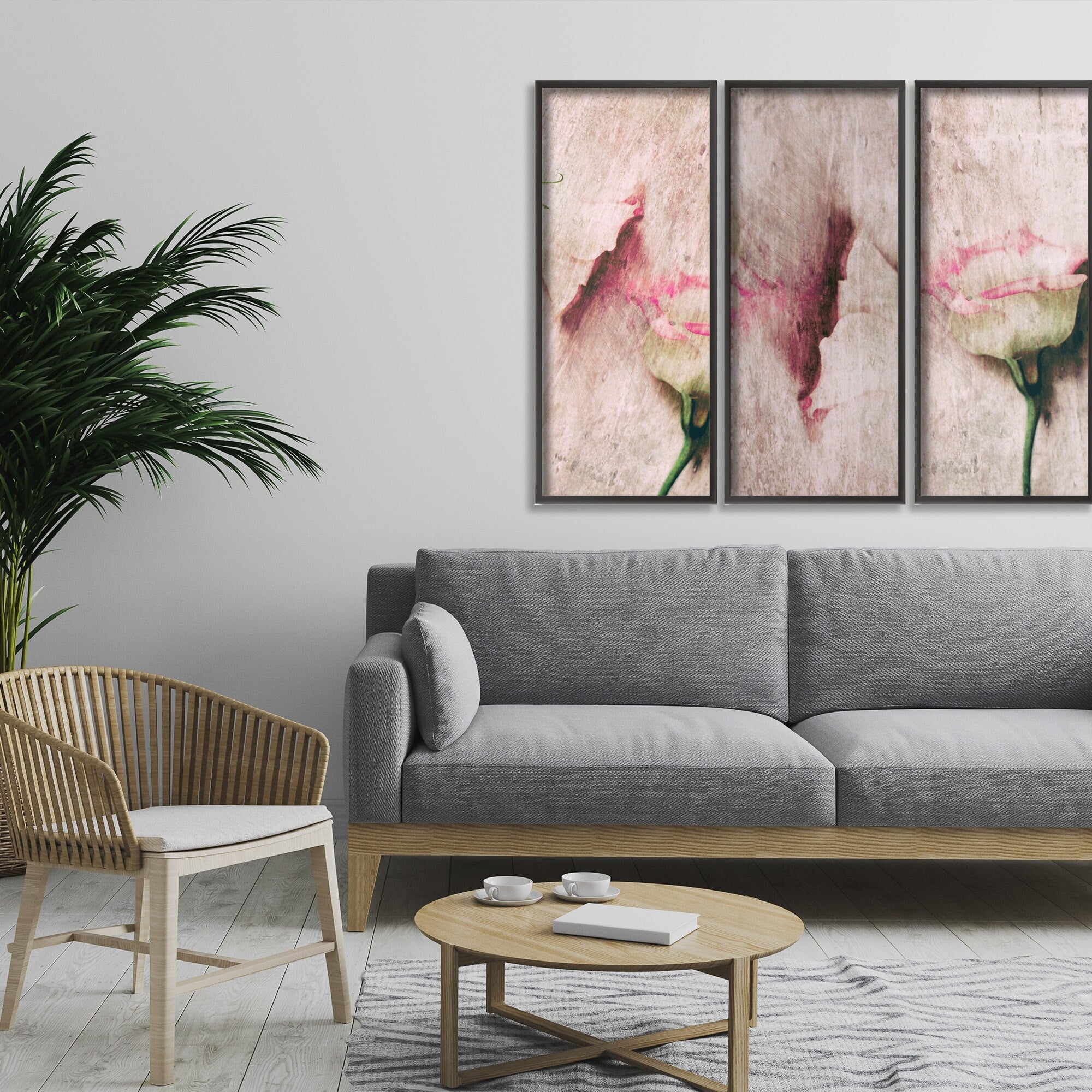 Abstract Lovers Framed 3-Piece Wall Art Set by Delphine Devos - Modern Canvas Paintings for Living Room, Bedroom & Office Decor