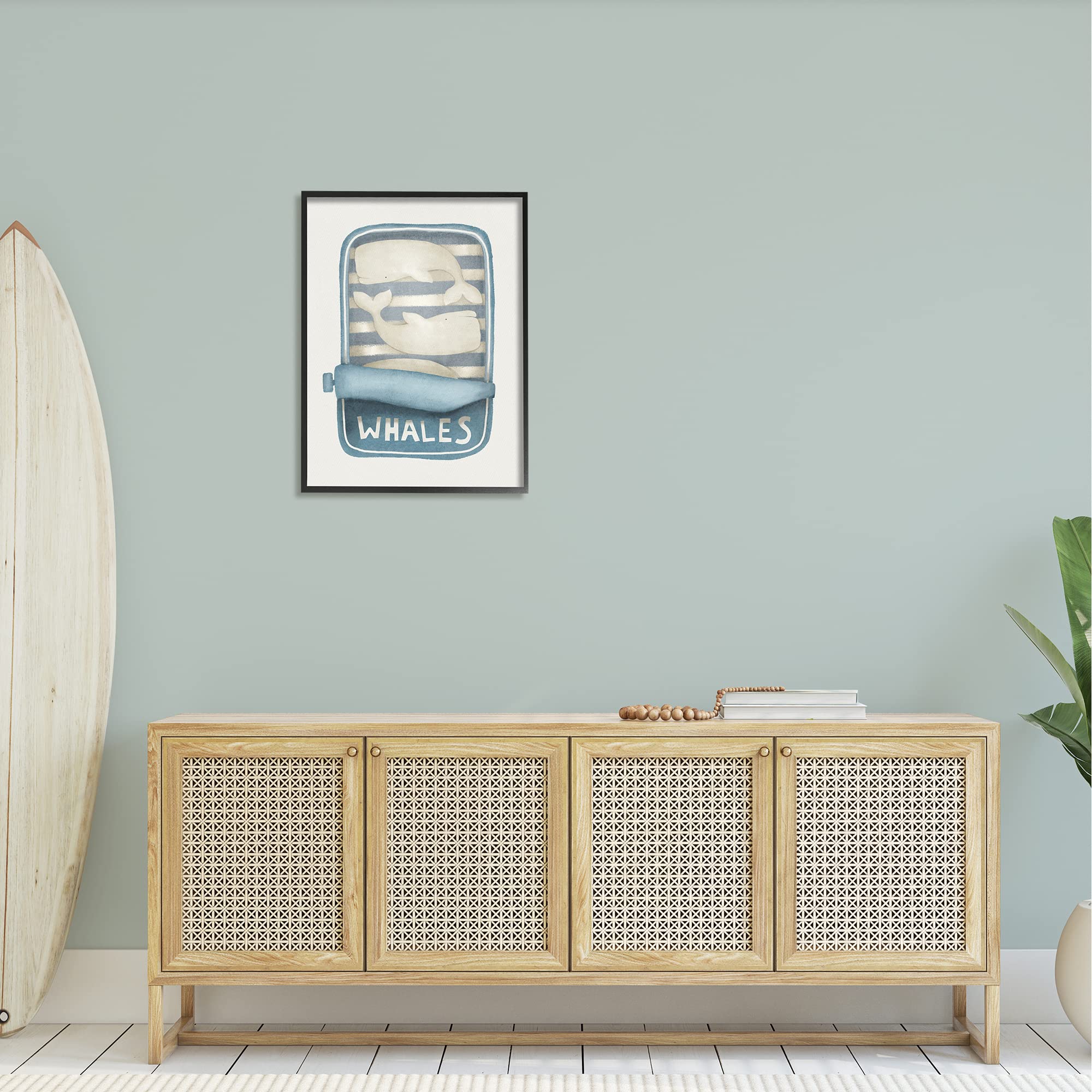 Stupell Industries Whimsical Tuna Can Whales Wall Art - Leah Straatsma Sea Life Design - Perfect for Beach House Decor & Kids Room