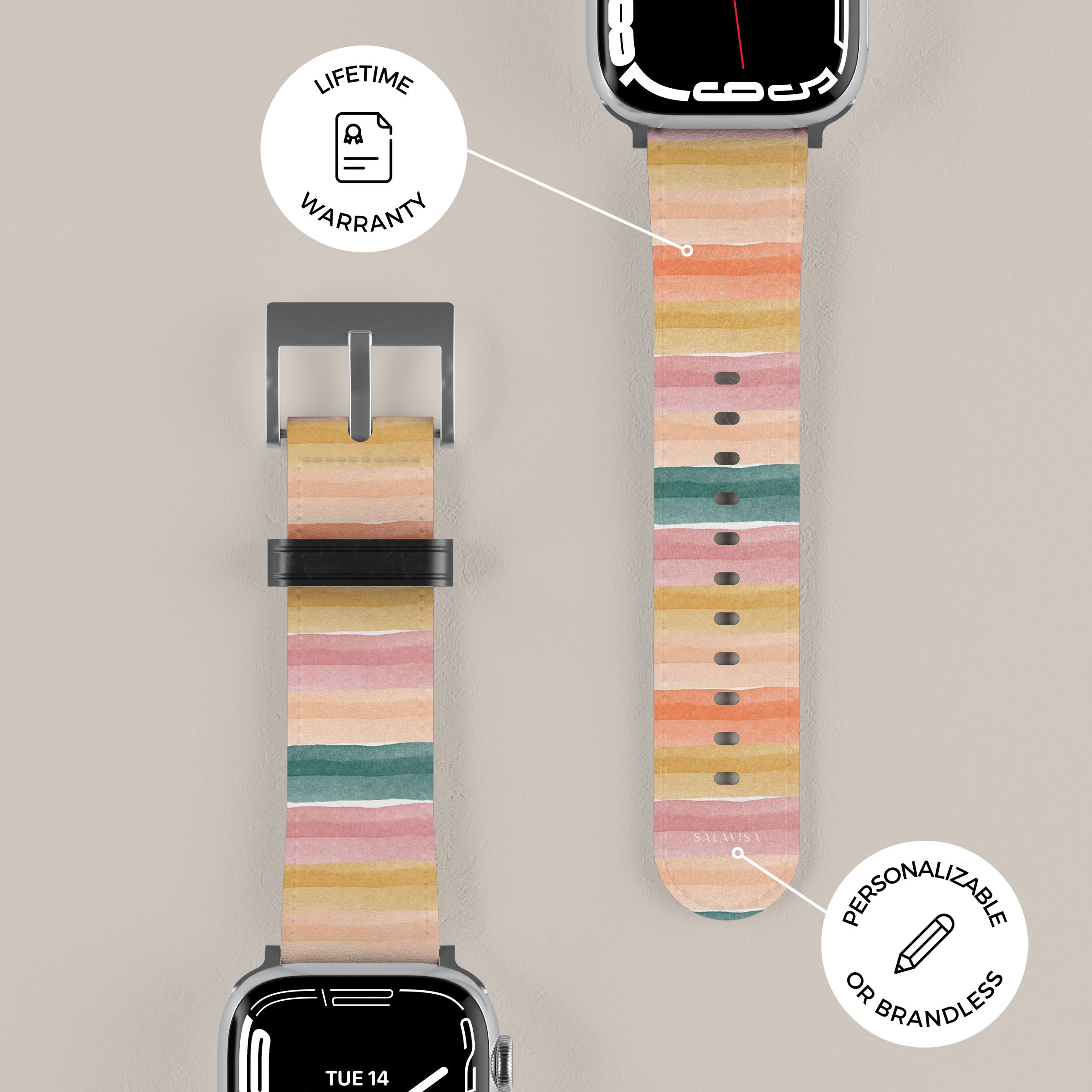 Stylish Layered Sunset Apple Watch Band - Soft Silicone Replacement Strap for Apple Watch Series 1-9 - Perfect for Workouts, Running & Everyday Fashion