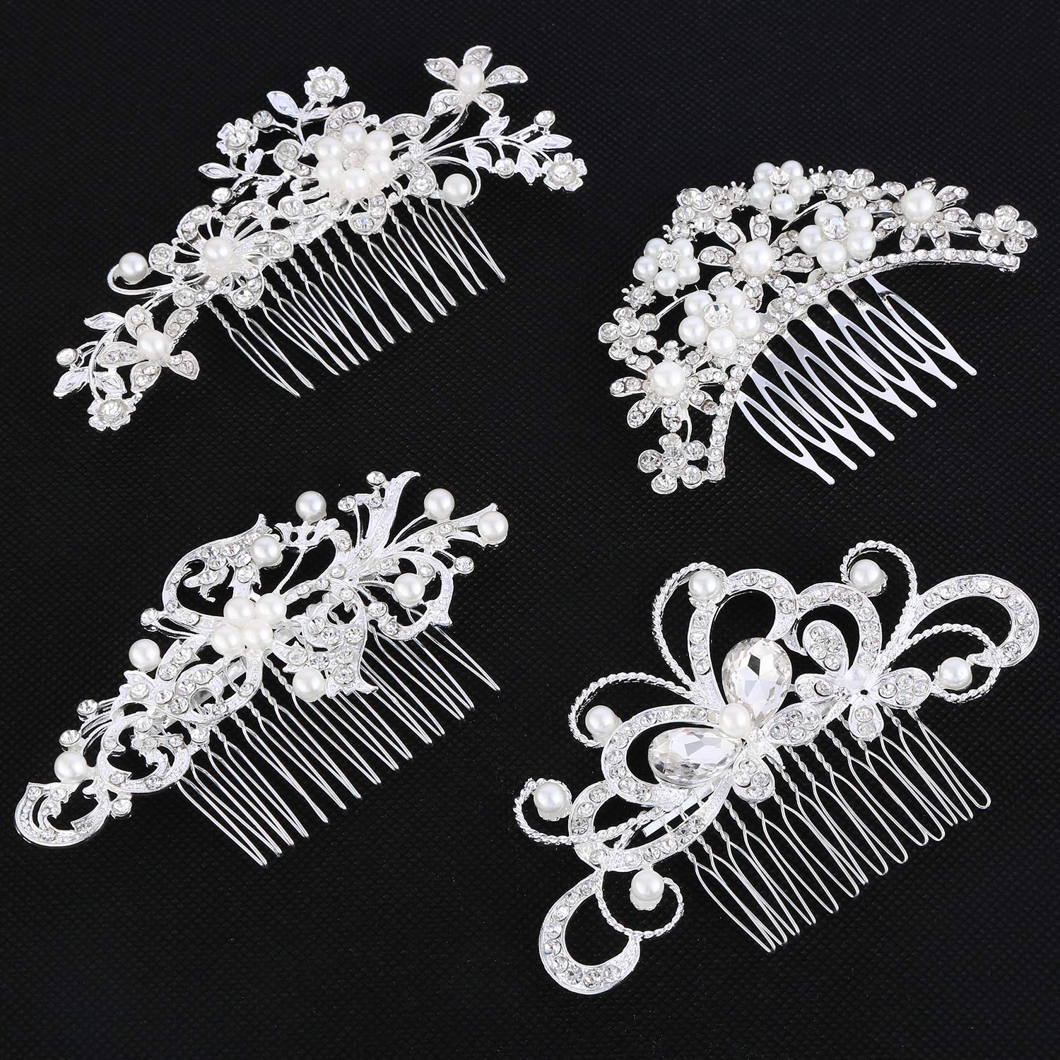 24-Piece Rhinestone Wedding Hair Comb Set with Pearl Hair Clips - U-Shaped Bridal Hair Pins for Brides & Bridesmaids - Perfect for Weddings, Prom, Parties & Special Occasions