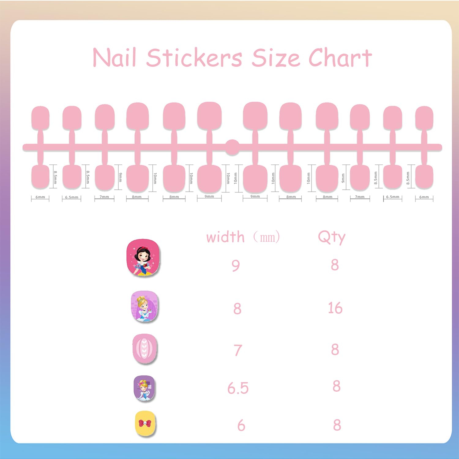 48PCS Cartoon Princess Press on Nails for Toddlers & Kids - Cute Designer Fake Nails Set, Full Cover Acrylic Nail Tips - Perfect for Easter Gifts, Birthday Parties, Dress-Up Play & Special Occasions