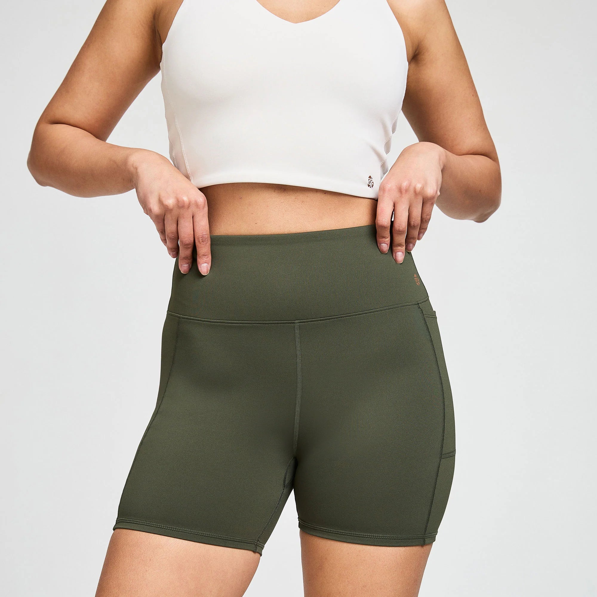 BAHE Women's High Rise Shorts - 5 Inch Inseam, Khaki Color for Casual Wear & Summer Outfits