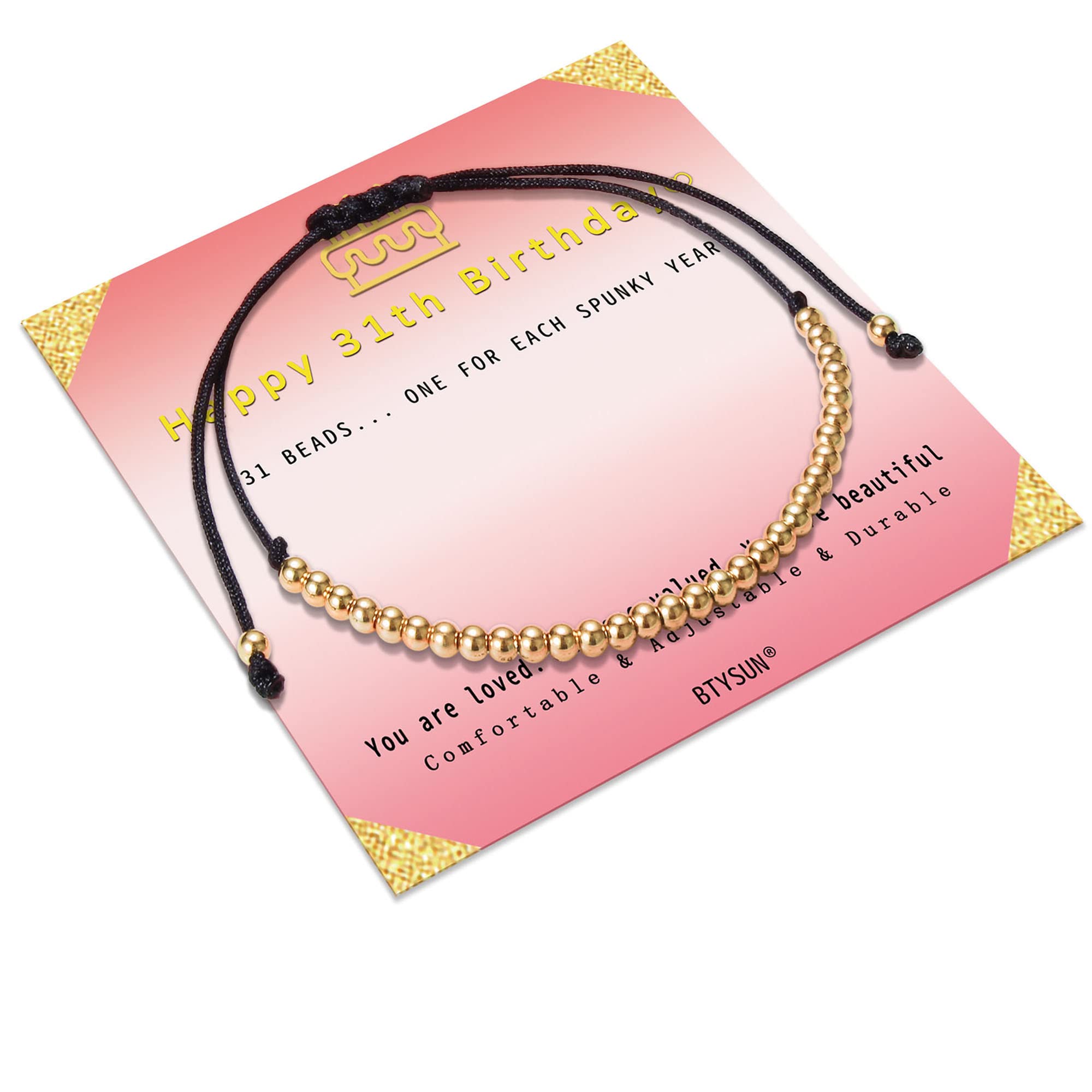 Adjustable Beaded Birthday Bracelet for Women & Teen Girls - Silver/Gold/Rose Gold Link Bracelet Jewelry Gift for Daughter, Girlfriend, Wife, Sister & Best Friend - Perfect for Birthdays, Christmas & Special Occasions