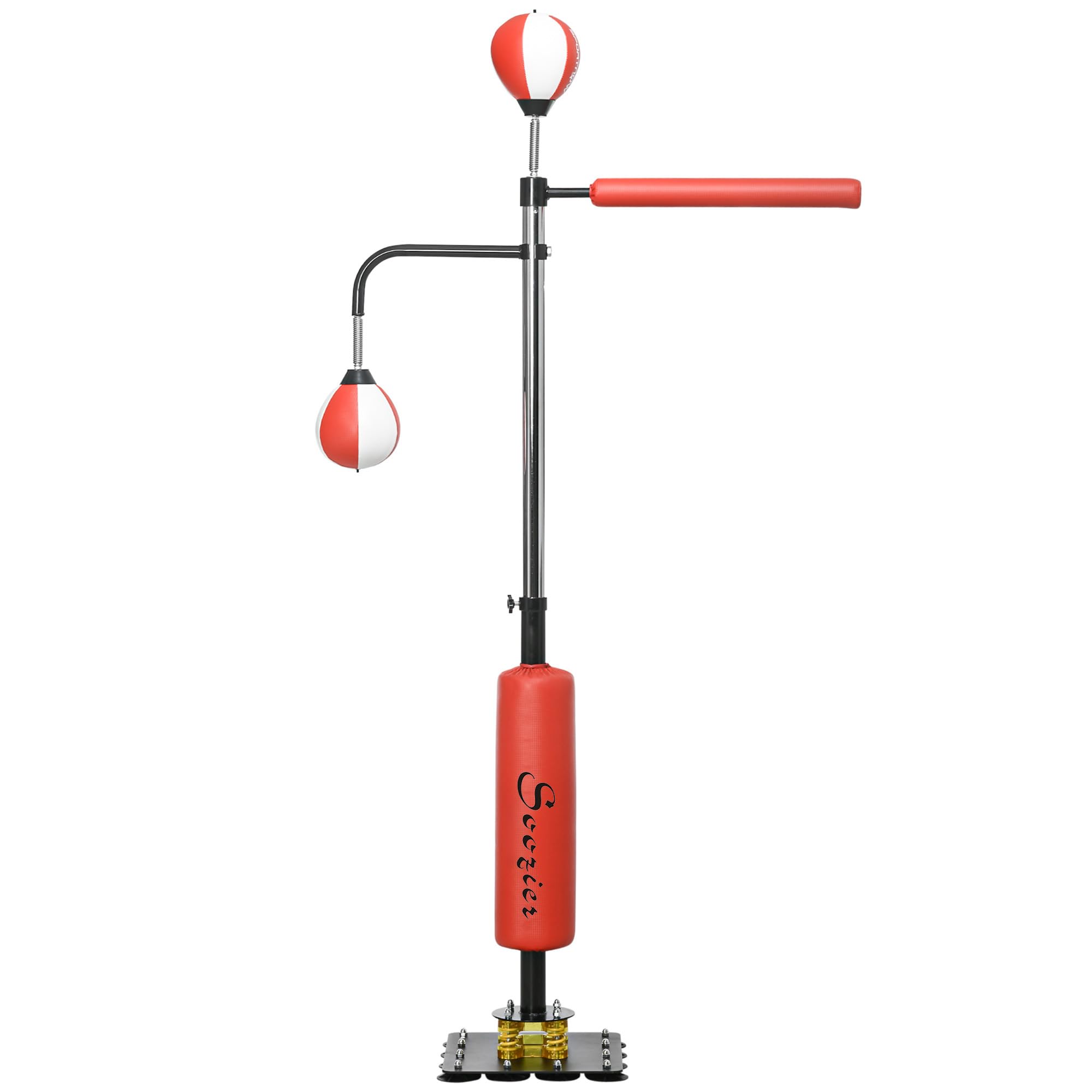 Soozier Freestanding Punching Bag for Adults & Teens - Adjustable Height Boxing Bag with Reflex Bar, Speed Balls & Suction Cup Base - Perfect for Home Gym, Boxing Training, Cardio Workout & Stress Relief