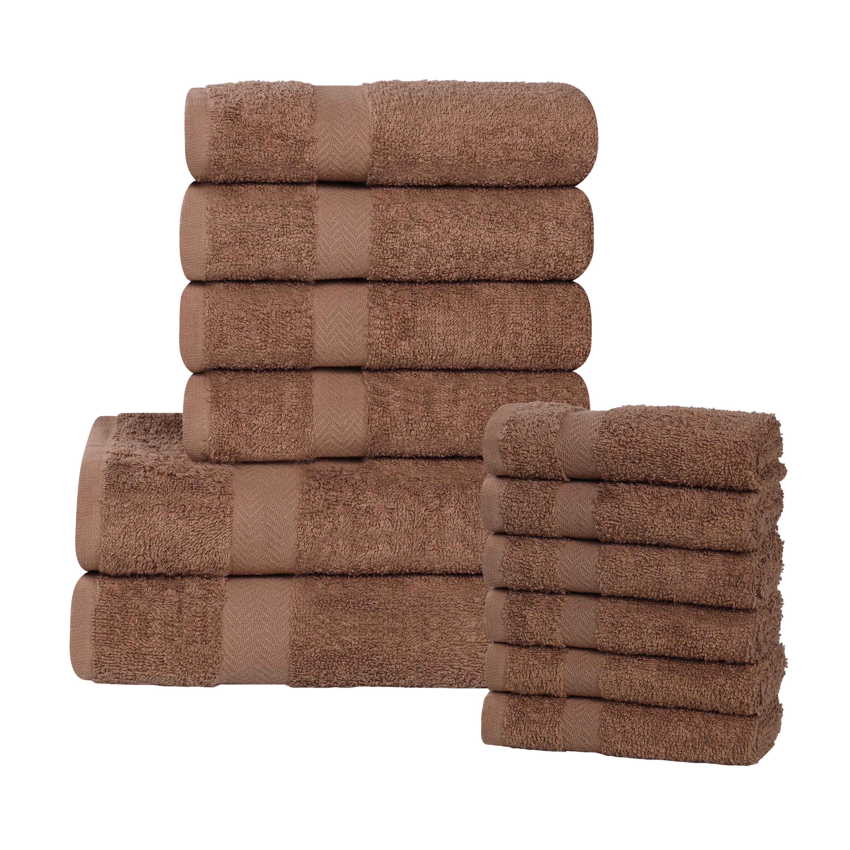Franklin 100% Cotton Eco-Friendly Bath Towel Set - 12 Piece Soft Absorbent Towels for Bathroom, Spa & Gym Use