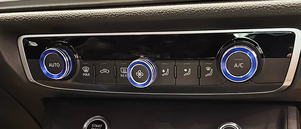 3-Piece Blue Aluminum AC Climate Control Knob Covers for Audi 2015-2020 A3 & 2019-Up Q3 - Upgrade Interior & Prevent Scratches