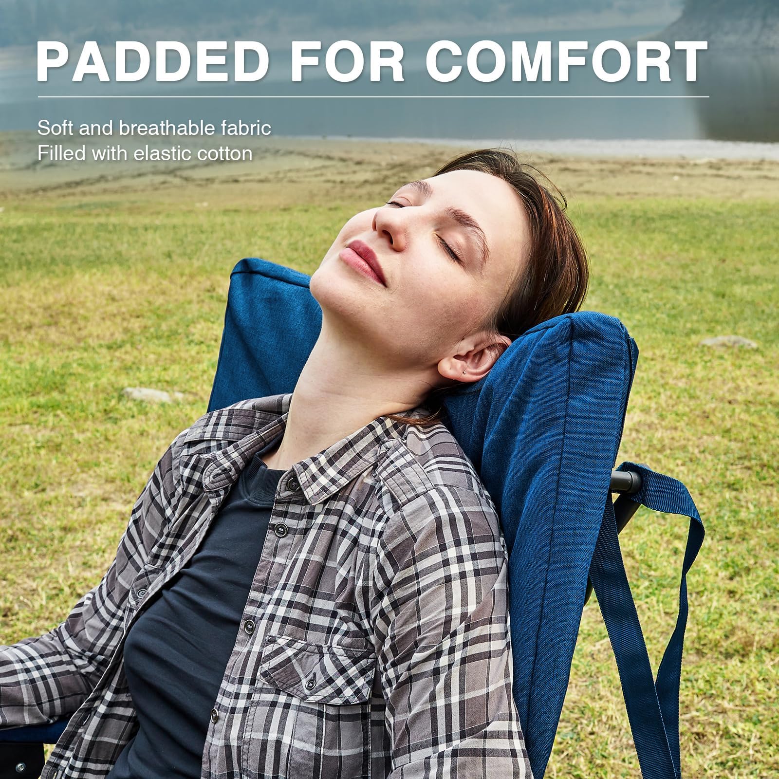 EVER ADVANCED Oversized Folding Rocking Camping Chair - Heavy Duty 400lbs Capacity Padded Portable Rocker for Adults - Perfect for Patio, Lawn, Beach, Backyard & Outdoor Relaxation