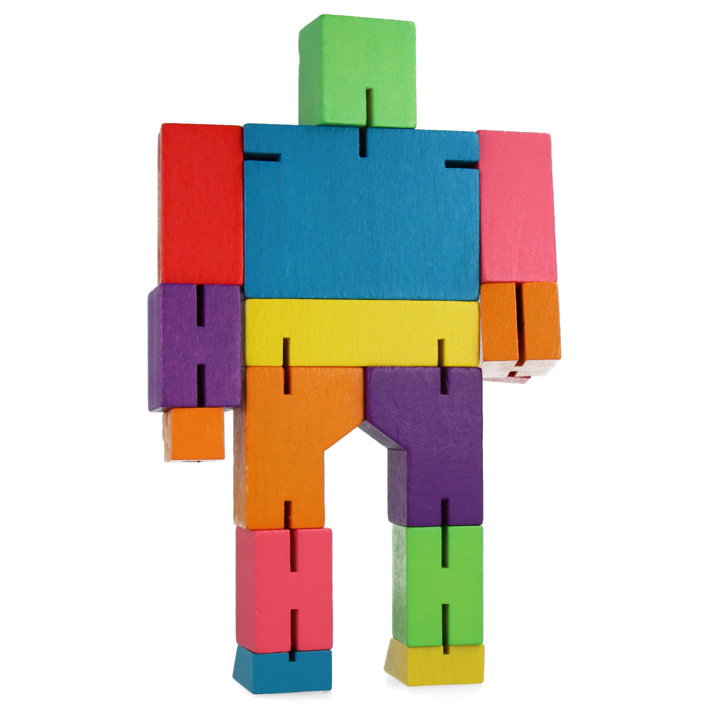 Cubebot Medium Multicolor Wooden Puzzle Toy - Fun Educational STEM Gift for Kids & Adults - Perfect for Home, Office, Classroom & Travel Play