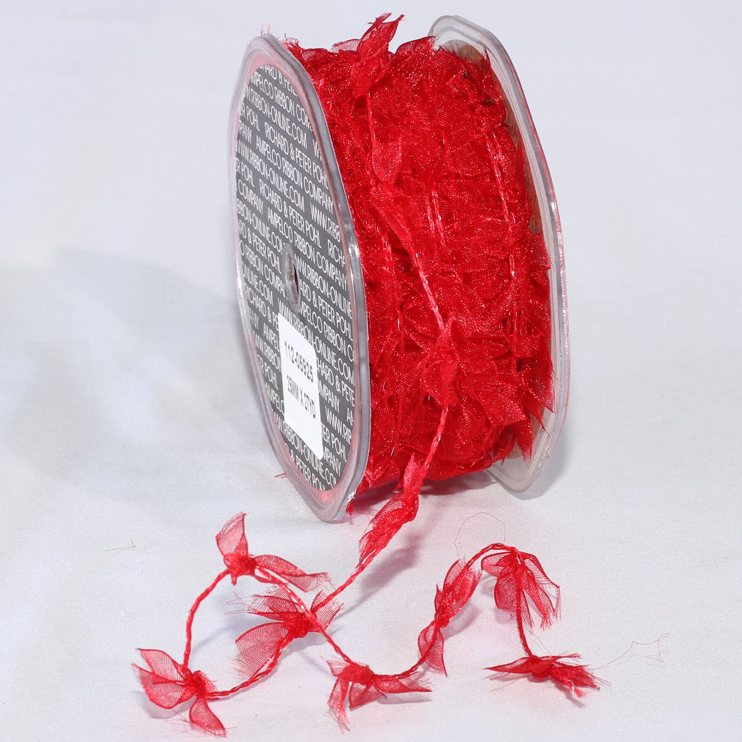 Sheer Red Wired Craft Ribbon Garland - 1 Inch x 27 Yards for Party Decorations, Gift Wrapping, Wedding Bouquets & DIY Crafts