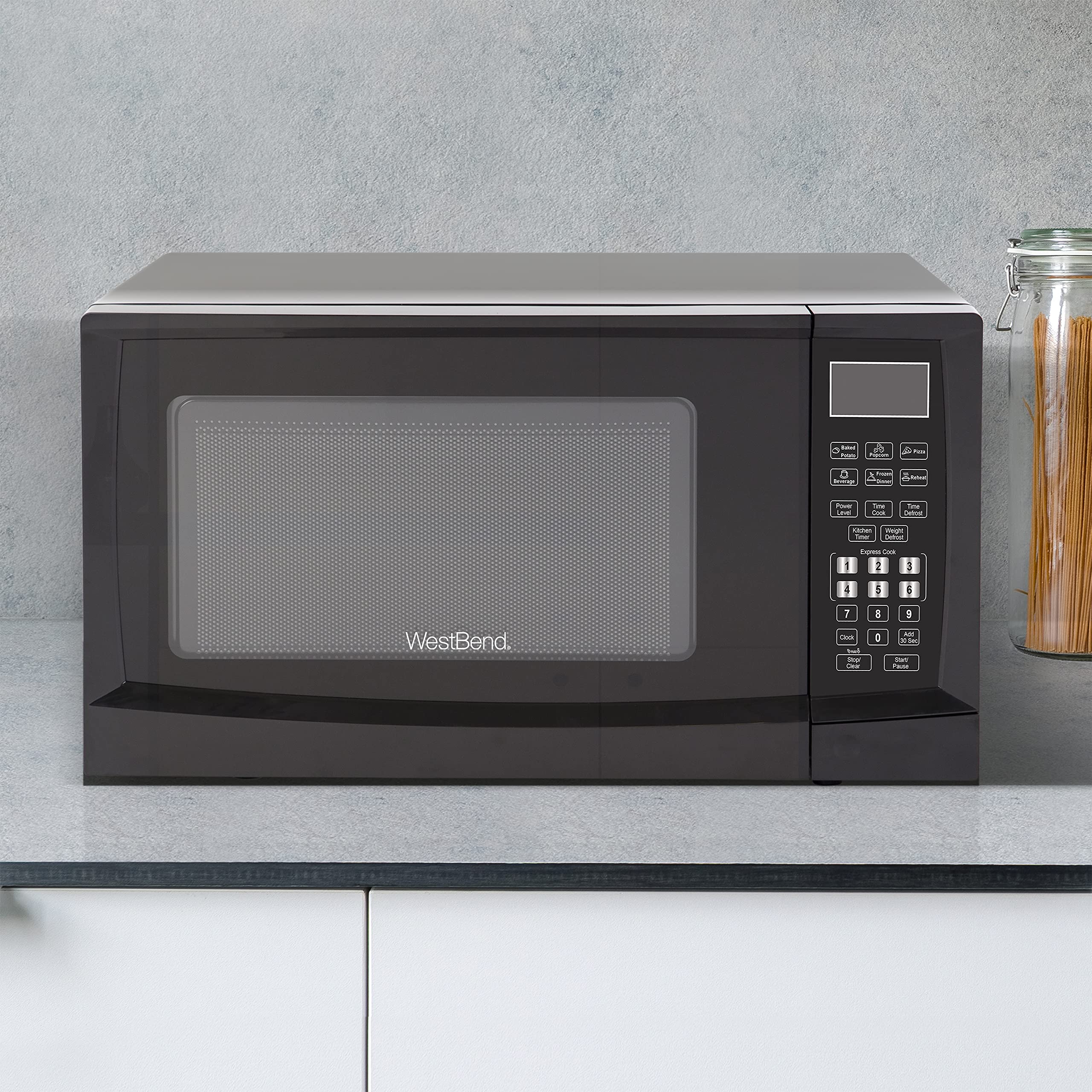 West Bend WBMW92B 900-Watt Compact Microwave Oven with 6 Pre-Set Cooking Modes, Speed Defrost, Electronic Controls & Glass Turntable - Black | Perfect for Dorms, Small Kitchens & Office Break Rooms