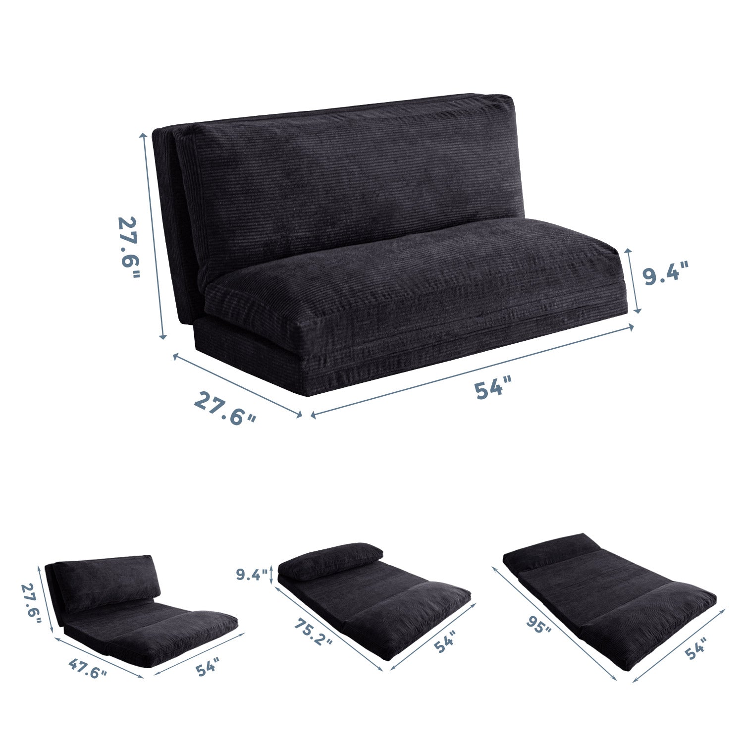 MAXYOYO Foldable Corduroy Bean Bag Sofa Bed with Washable Cover - Perfect for Living Room Lounging, Dorm Room Comfort & Kids Play Area