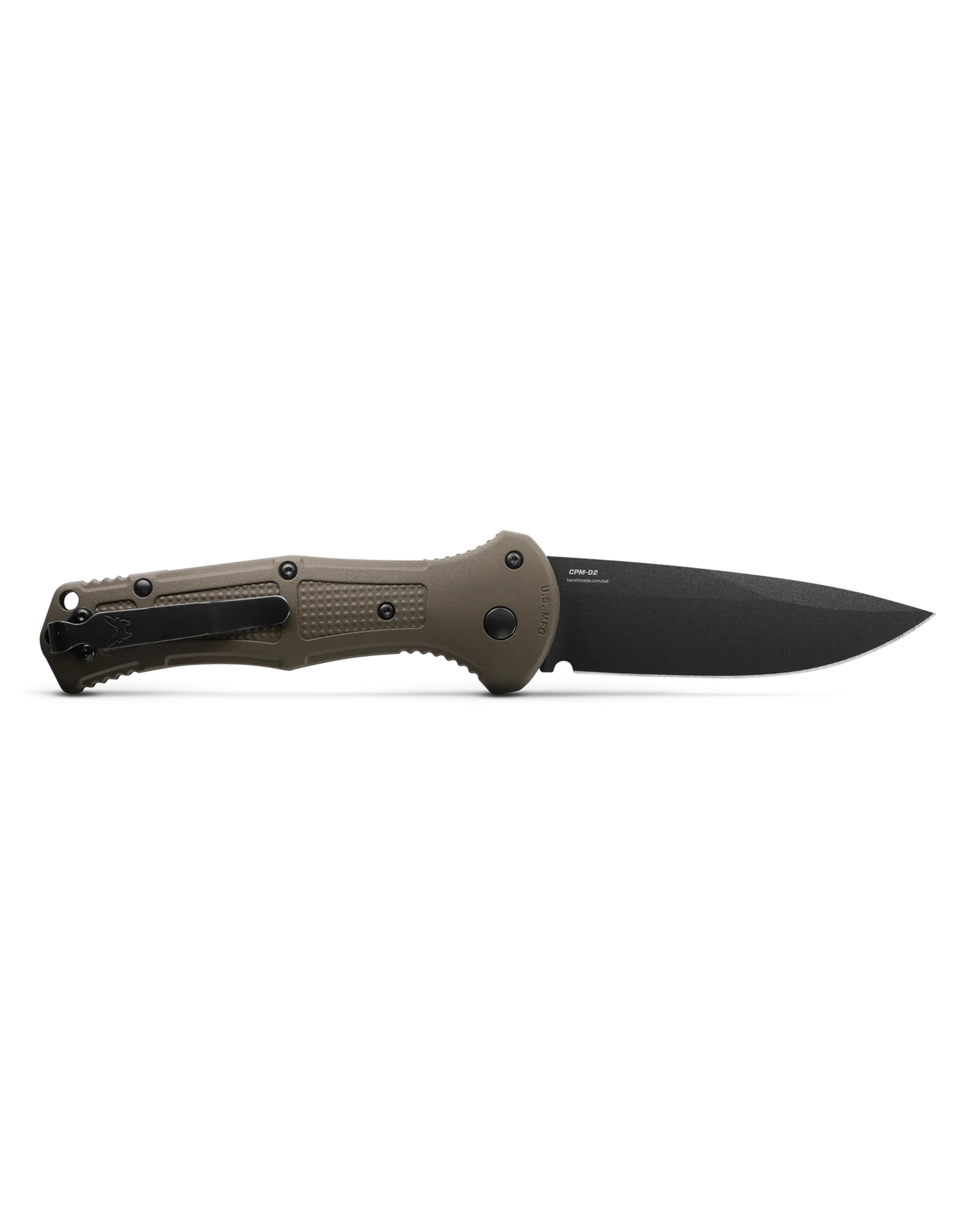 Benchmade 9570BK-1 Auto Mini Claymore Folding Knife - Black Blade, Ranger Green Grivory Handles (3.6