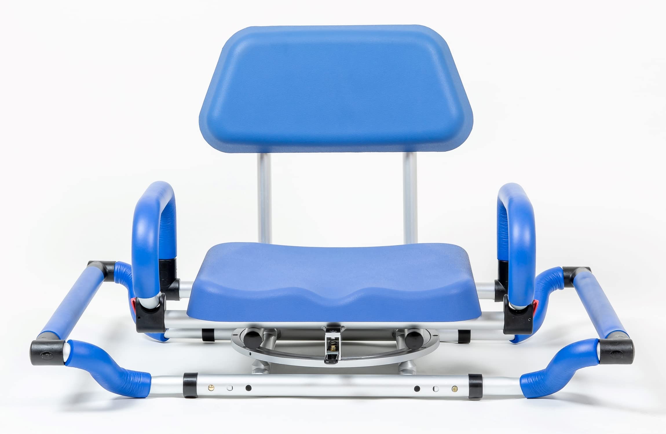 iLIVING ILG-628 Adjustable Swivel Shower Chair for Bathtub - Padded Seat with Backrest & Armrests, Slip-Resistant Tub Mount, Width Adjustable (Blue) - Ideal for Elderly, Disabled & Post-Surgery Bathing Safety