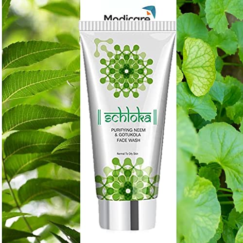 MODICARE SCHLOKA Purifying Neem & Gotukola Face Wash (60ml) - Natural Cleanser for Acne-Prone & Oily Skin - Gentle Daily Facial Cleanser for Deep Cleansing & Brightening