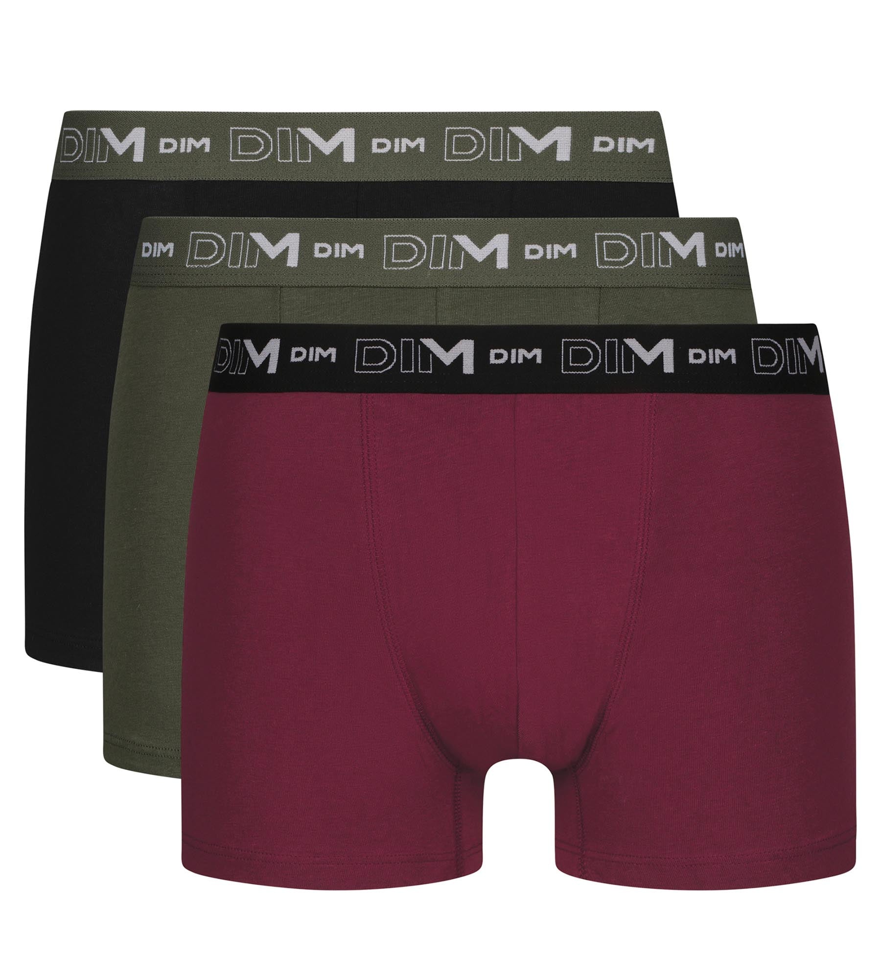 3 Pack Men's Boxer Briefs - Black, Khaki, Red - 100% Cotton Stretch Underwear for Comfort & Support - Perfect for Daily Wear, Gym & Travel