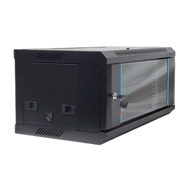 9U 450mm Black Wall Mount Data Cabinet - Network Server Rack for IT Equipment & Home Office Use