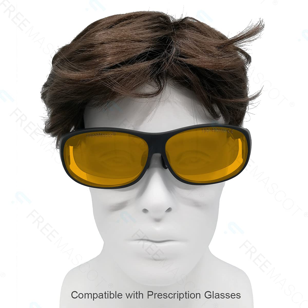 FreeMascot Professional OD 6+ 190nm-490nm Wavelength Violet/Blue Laser Safety Glasses - Protection for 405nm, 445nm, 450nm, 473nm Lasers (Style 4) - Ideal for Laser Engraving, Cutting, Medical & Laboratory Use