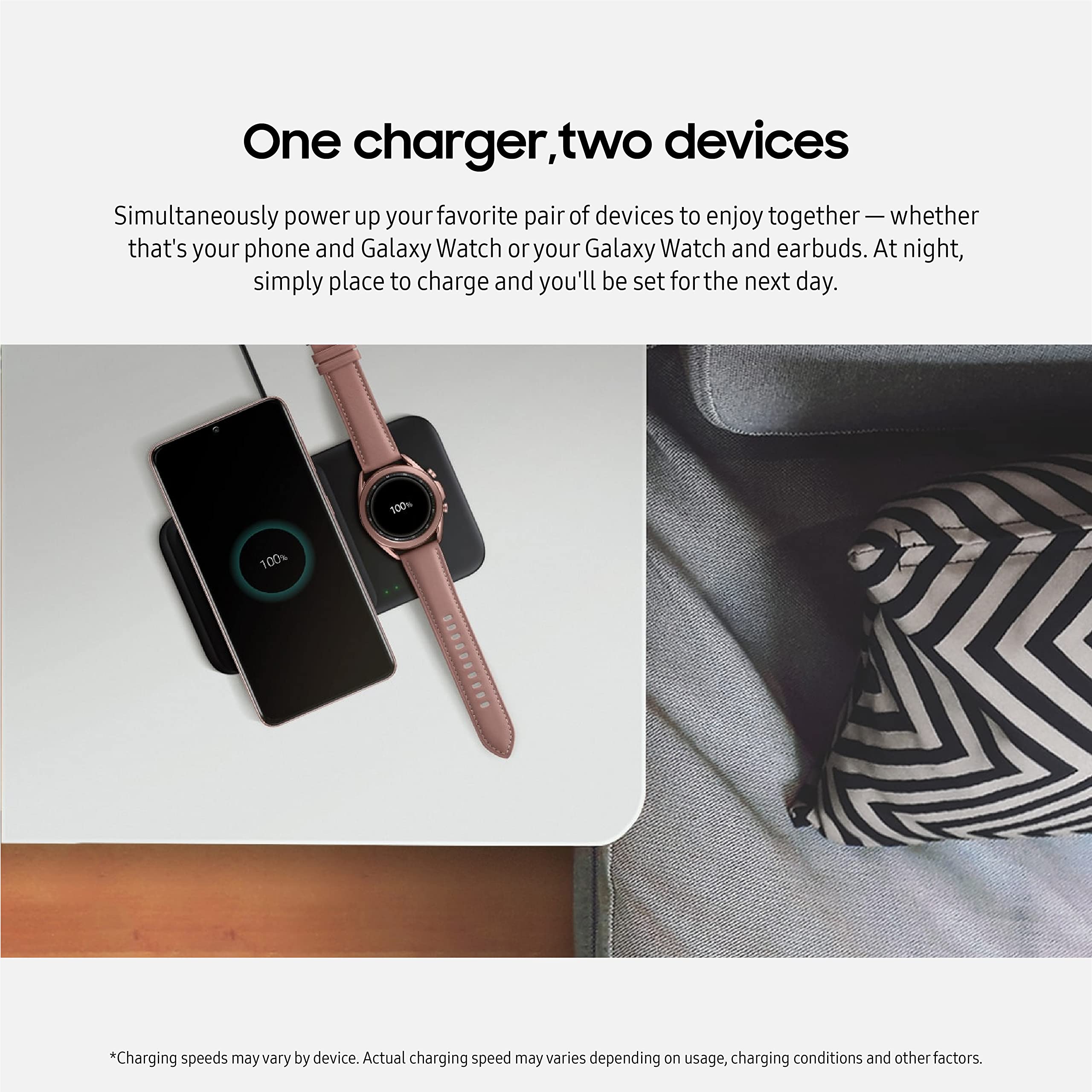 Samsung 9W Wireless Charger Duo with USB-C Cable – Fast Charging Pad for Galaxy Phones & Devices | Charge 2 Devices Simultaneously | US Version (Black) | Perfect for Home, Office & Travel