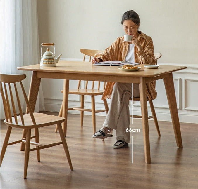 Solid Oak and Ash Wood Nordic Dining Table - Modern Scandinavian Style for Home, Kitchen, and Dining Room Decor