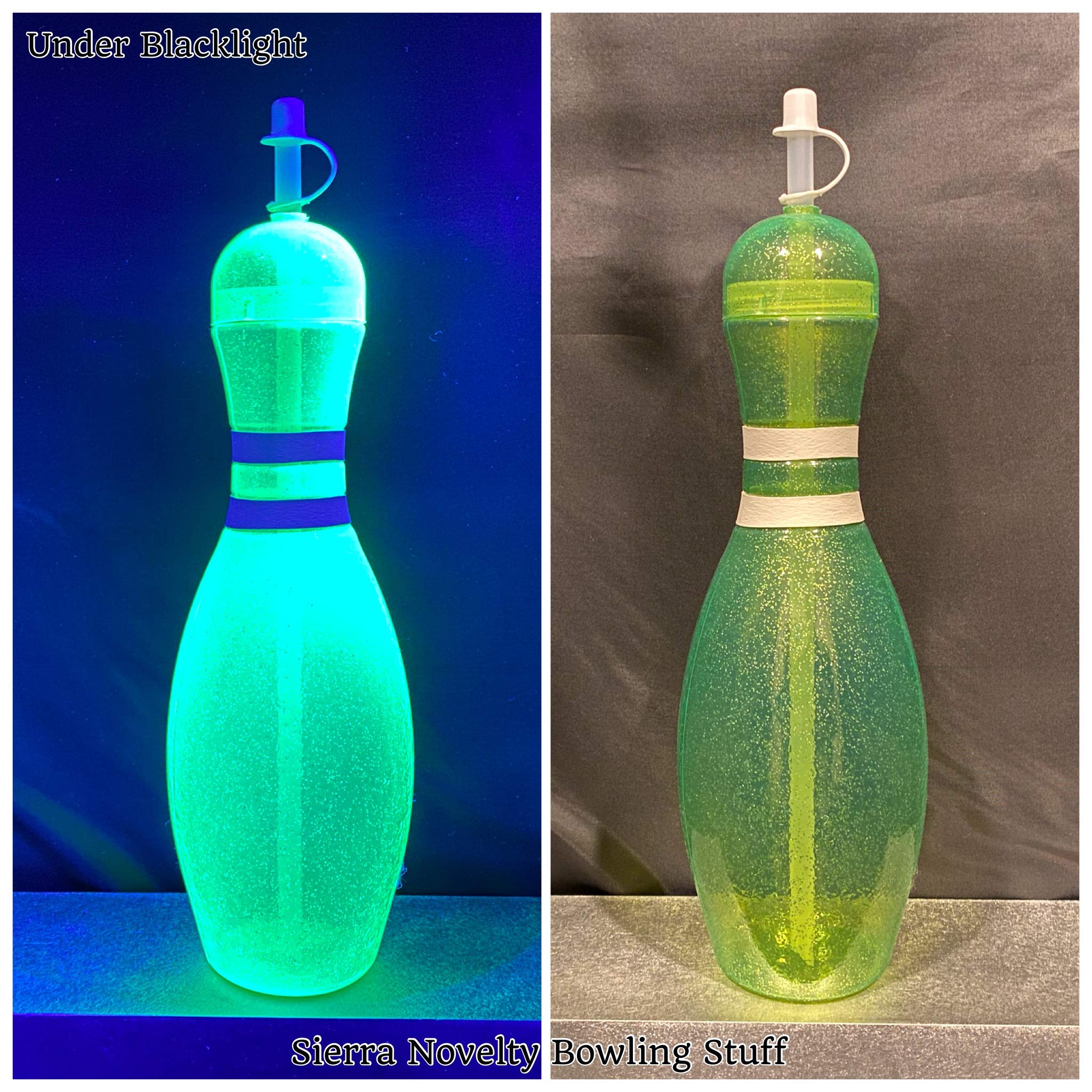 Large Green Bowling Pin Water Bottles - 6 Pack | Insulated Sports Bottles for Bowling, Gym & Outdoor Activities