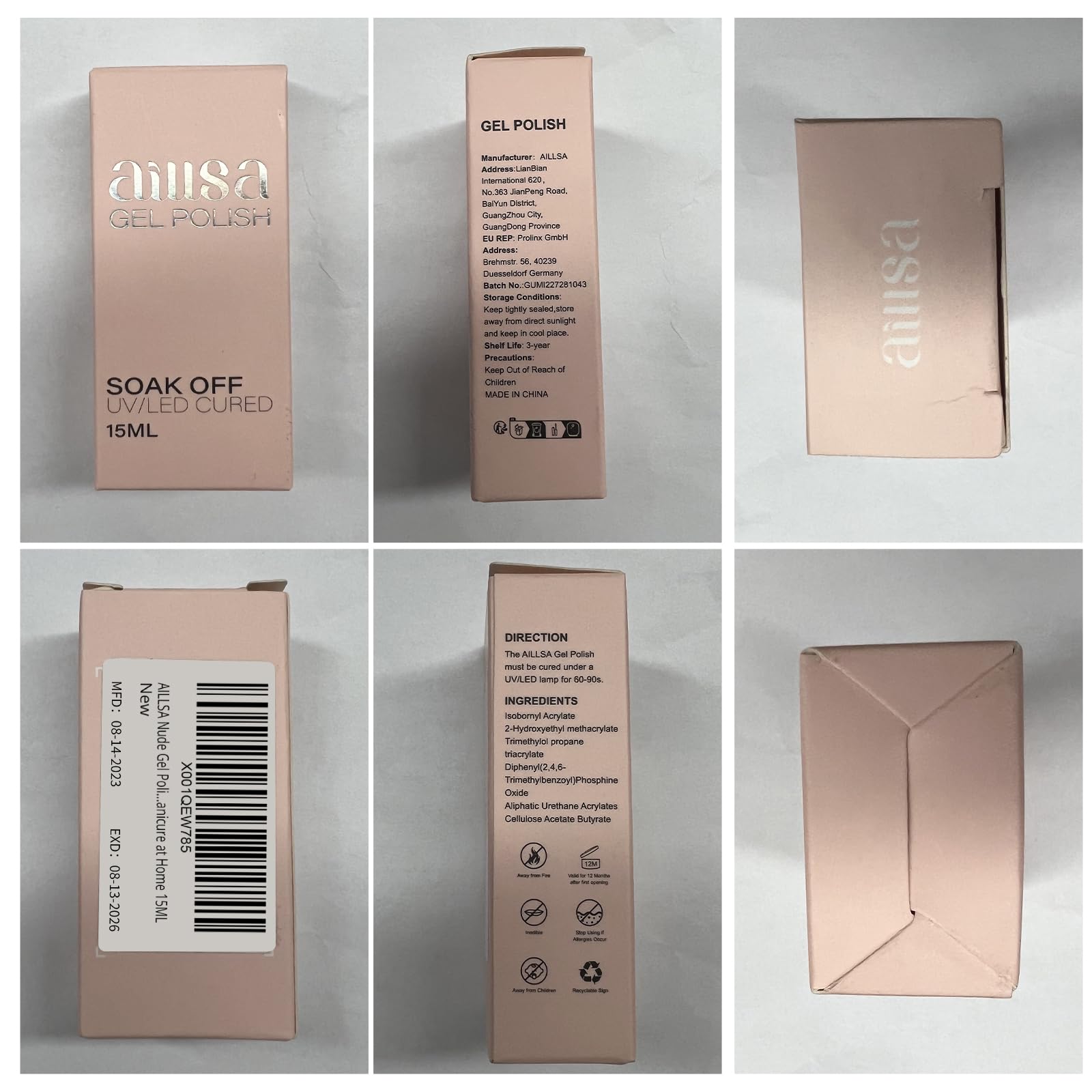 AILLSA Nude Pink Translucent Gel Nail Polish - 15ml Soak Off UV/LED Lamp Jelly Nail Varnish for French Manicure & Nail Art | Valentine's Day Gift Idea | DIY at Home Salon & Professional Nail Care