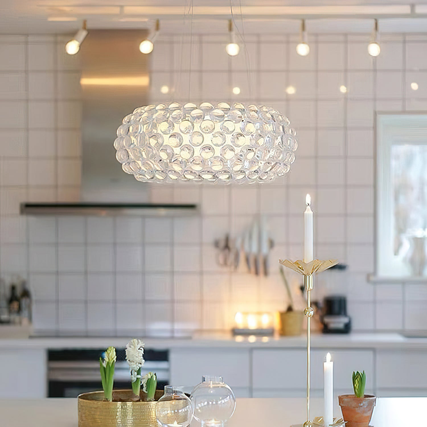 Elegant Caboche Pendant Light - Modern Glass Ceiling Lamp for Dining Room, Kitchen Island & Bedroom Decor