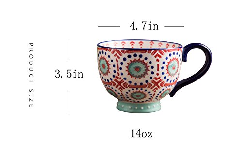 CHOOLD Chic Hand-Painted Floral Ceramic Coffee Mug - 14oz Large Tea, Milk & Cereal Cup - Perfect for Kitchen, Breakfast & Valentine's Day Gifts - Elegant Home & Office Drinkware