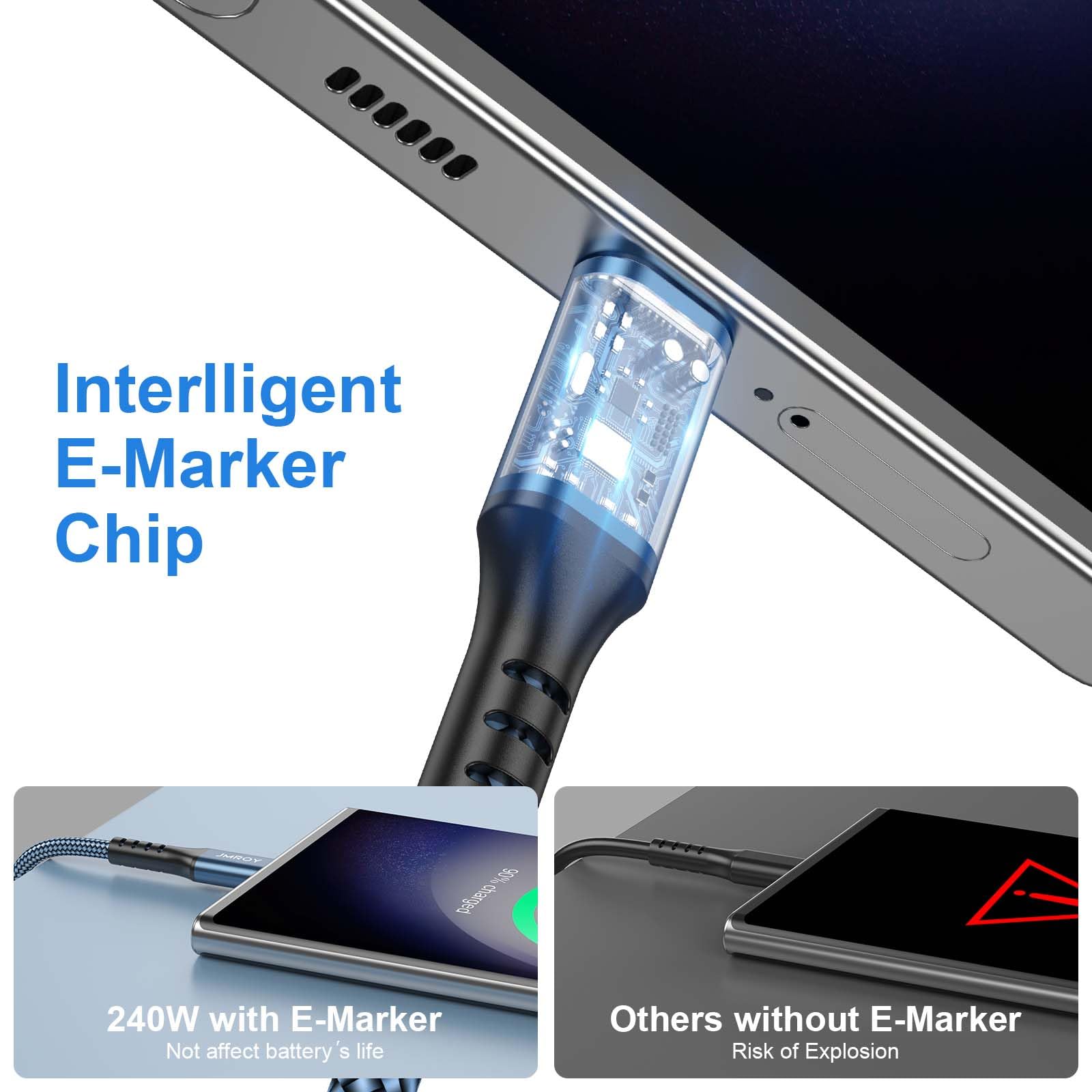 240W USB C to USB C Fast Charging Cable [2-Pack 6.6ft] - Compatible with MacBook Pro/Air, iPhone 15/Pro/Plus/Max, Samsung Galaxy S23, Google Pixel - High-Speed PD Charger for Laptops, Phones & Tablets - Perfect for Home, Office & Travel Charging