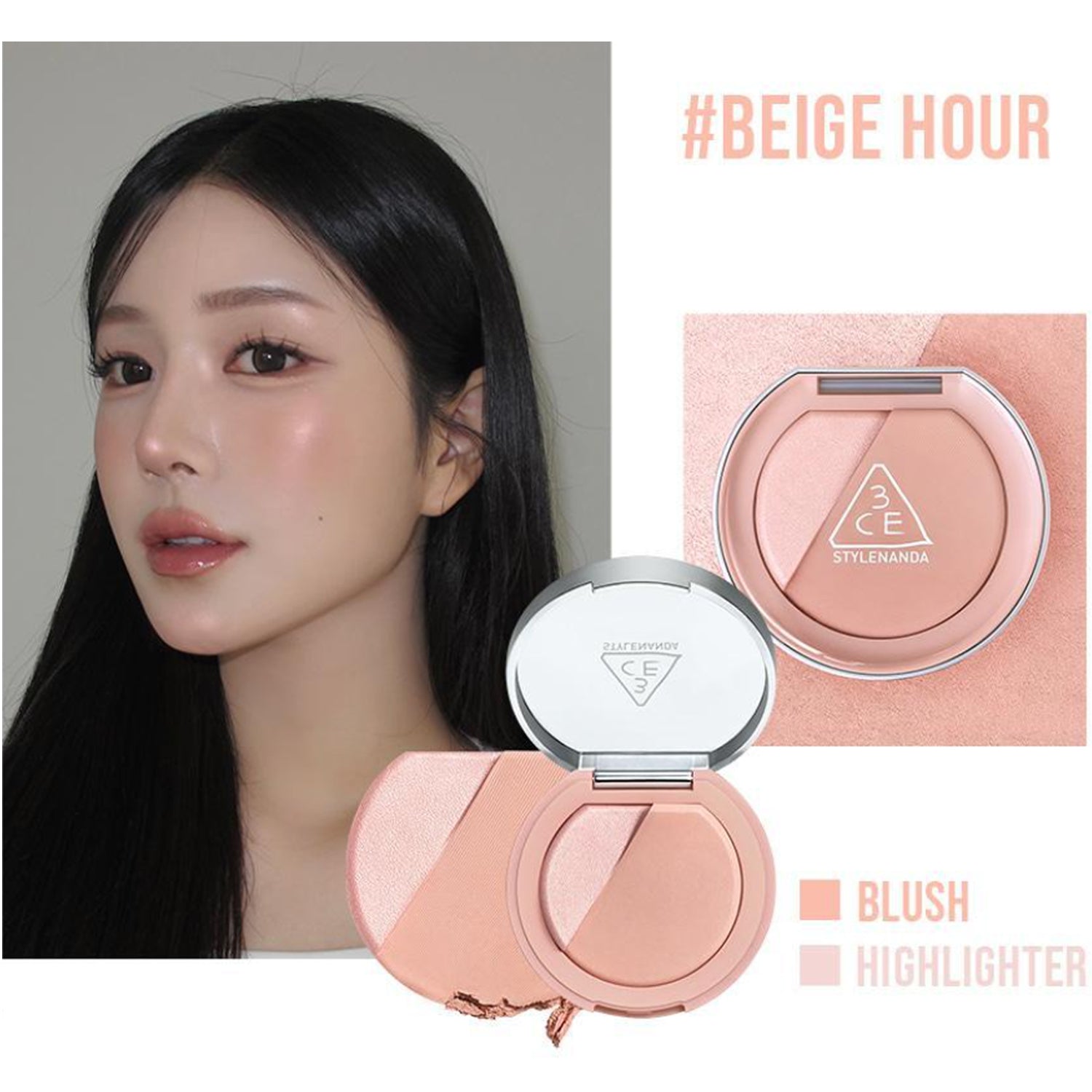 3CE Blush Lighter 4.3g - 7 Natural Flush Colors for Cheeks | Creamy & Blendable Face Blush for Daily Makeup & Special Occasions