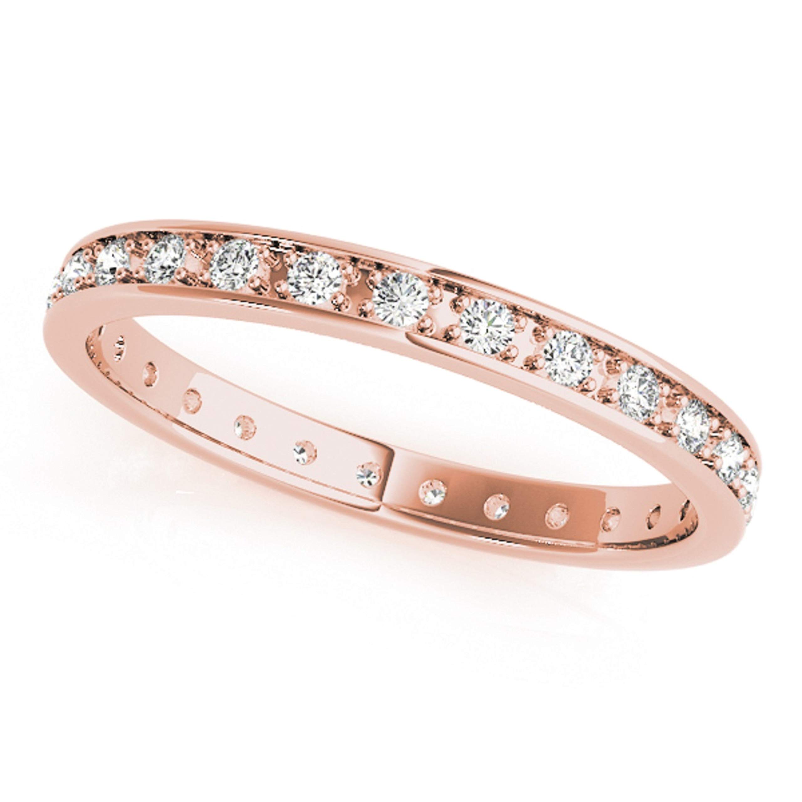 10K Solid Gold Diamond Eternity Wedding Band - White, Yellow & Rose Gold Options - Perfect Valentine's Day Gift for Her - Anniversary, Engagement & Bridal Jewelry
