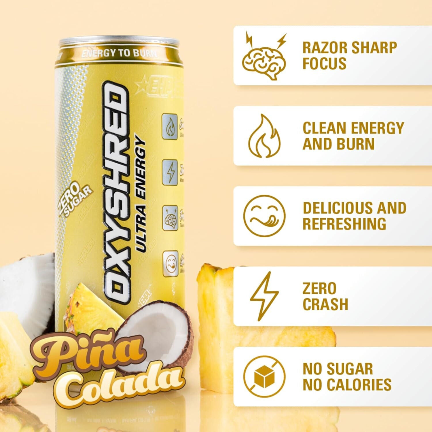 EHP Labs OxyShred Ultra Energy Drink RTD - 12 Pack (355ml Each) | Fat Burning & Performance Booster | Pre-Workout, Gym & Fitness Fuel