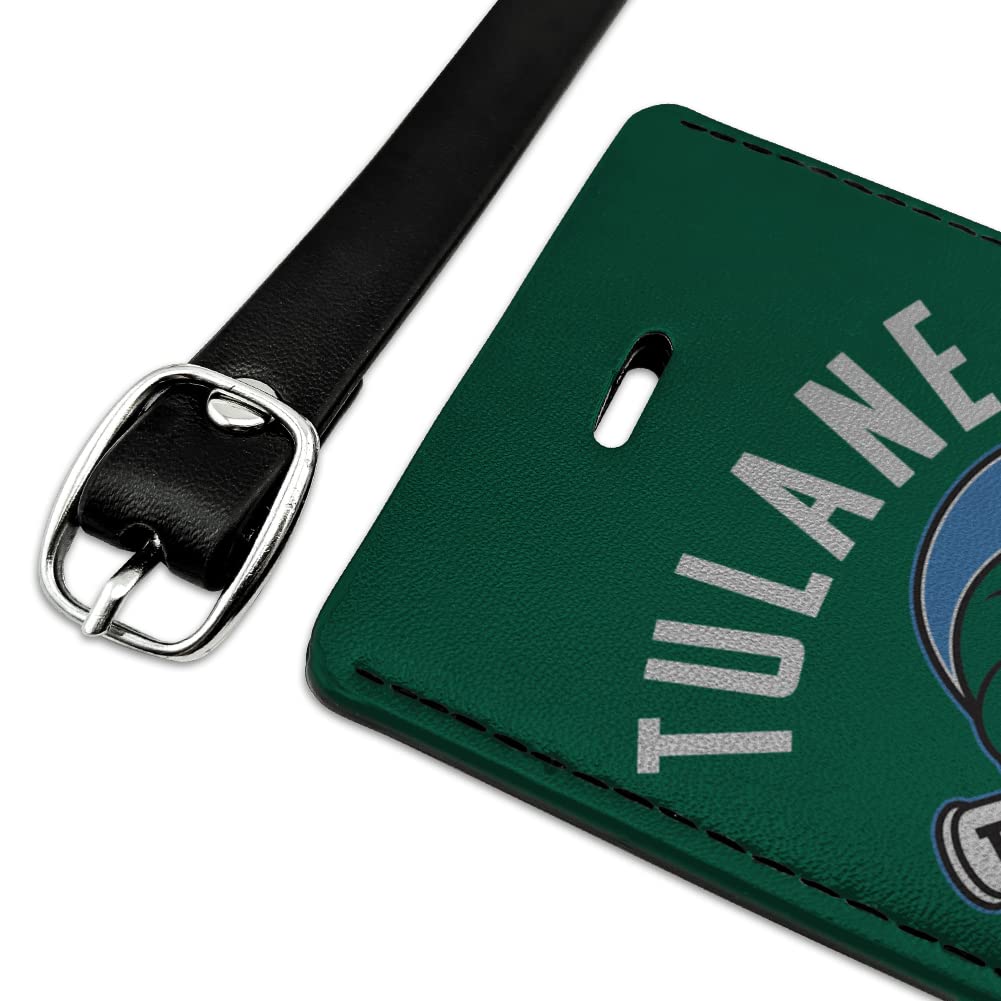 Tulane University Green Wave Rectangle Leather Luggage Tag - Durable Carry-On ID Tag for Travel Bags & Suitcases | Perfect for College Students, Alumni & Fans