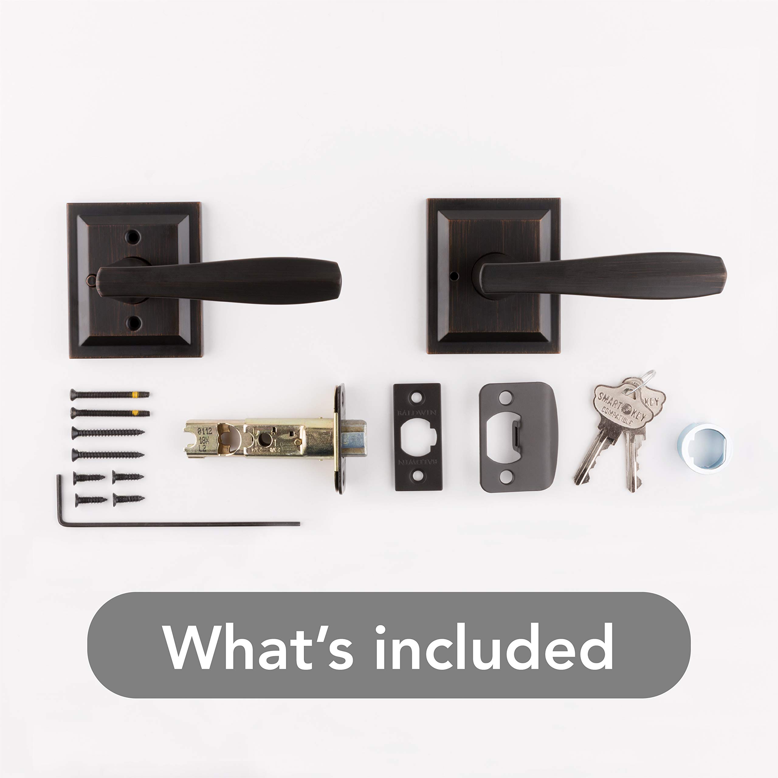 Baldwin Torrey Reversible Privacy Door Handle - Venetian Bronze Keyless Bedroom & Bathroom Lock with Microban Protection | Ideal for Interior Doors, Home Security & Modern Living Spaces