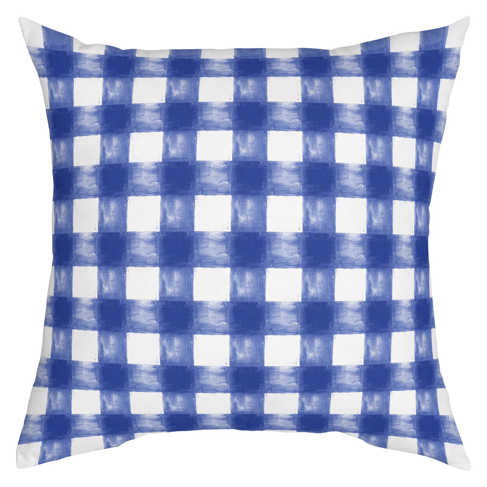 Rustic Farmhouse Indigo Blue Watercolor Lattice Throw Pillow Cover 16x16 Inch - Decorative Square Pillowcase for Couch, Sofa, Bedroom & Outdoor Use - Perfect for Home Decor, Living Room Accent and Cozy Comfort