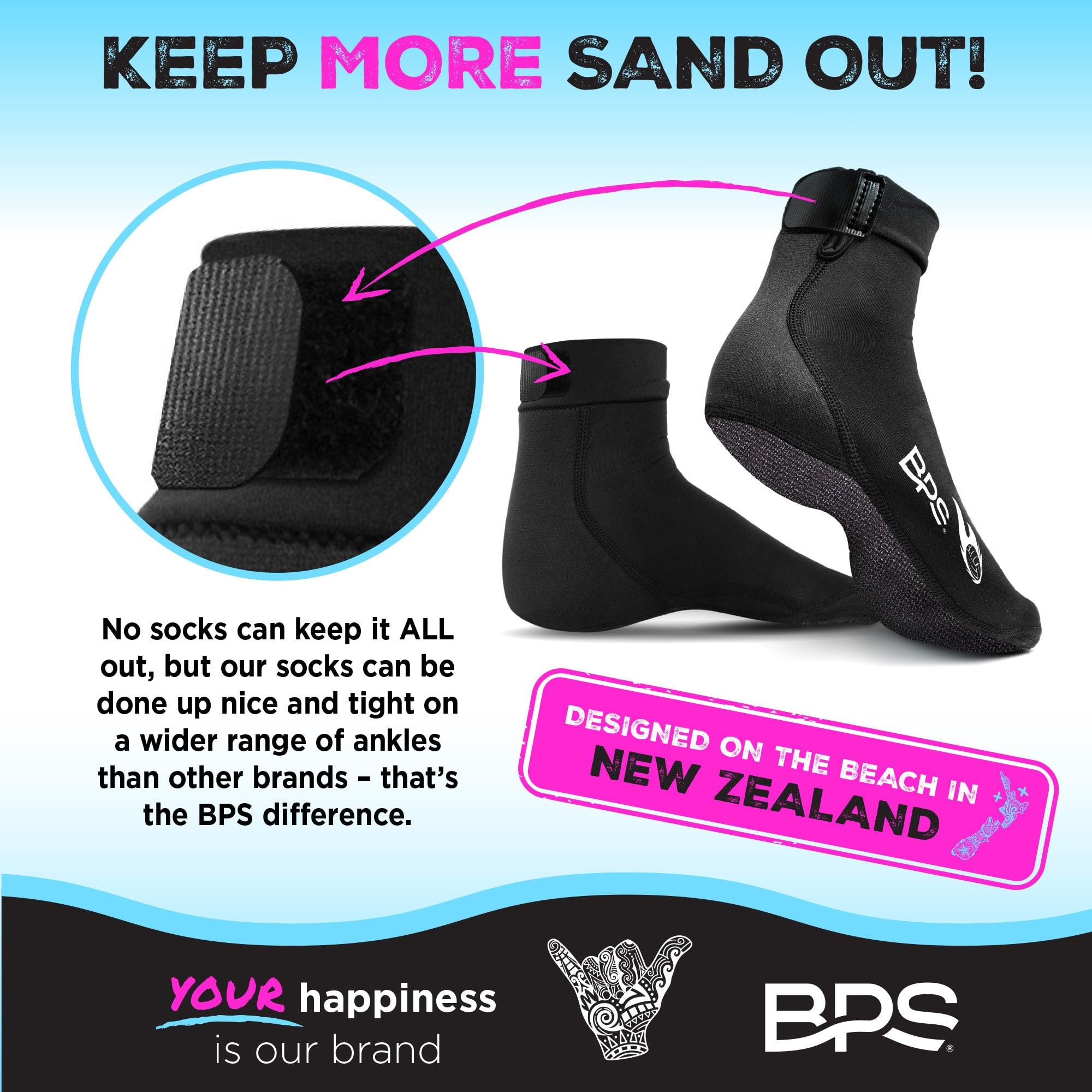 BPS New Zealand 'Feet First' Beach Volleyball Soccer Sand Socks - Flexible Kevlar Sole Water Shoes for Men & Women - Perfect for Beach Sports, Water Activities & Outdoor Adventures