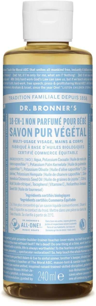 Dr. Bronner's Organic Baby Mild Liquid Castile Soap - 8oz (6 Pack) | USDA Certified, Vegan & Cruelty-Free | Gentle Cleanser for Baby Skin, Face Wash & Household Cleaning