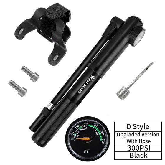 89G Portable Mini Bicycle Pump - 160 PSI High Pressure Hand Air Pump for MTB/Mountain Bike, Road Bike & Ball Inflator - Perfect for Cycling, Travel & Emergency Tire Inflation