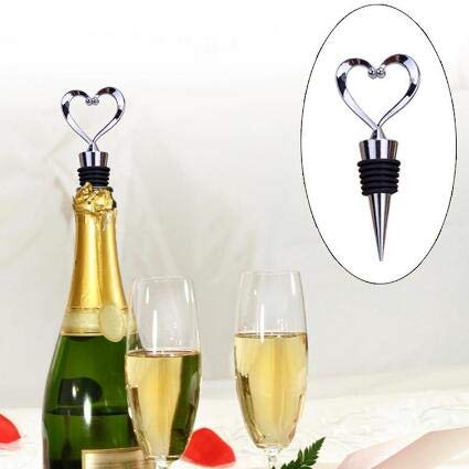 WOIWO 2PCS Heart-Shaped Wine Stoppers - Elegant Plastic Electroplated Wine Bottle Stoppers for Red Wine, Champagne & Liquor - Perfect for Romantic Dinners, Weddings & Home Bars