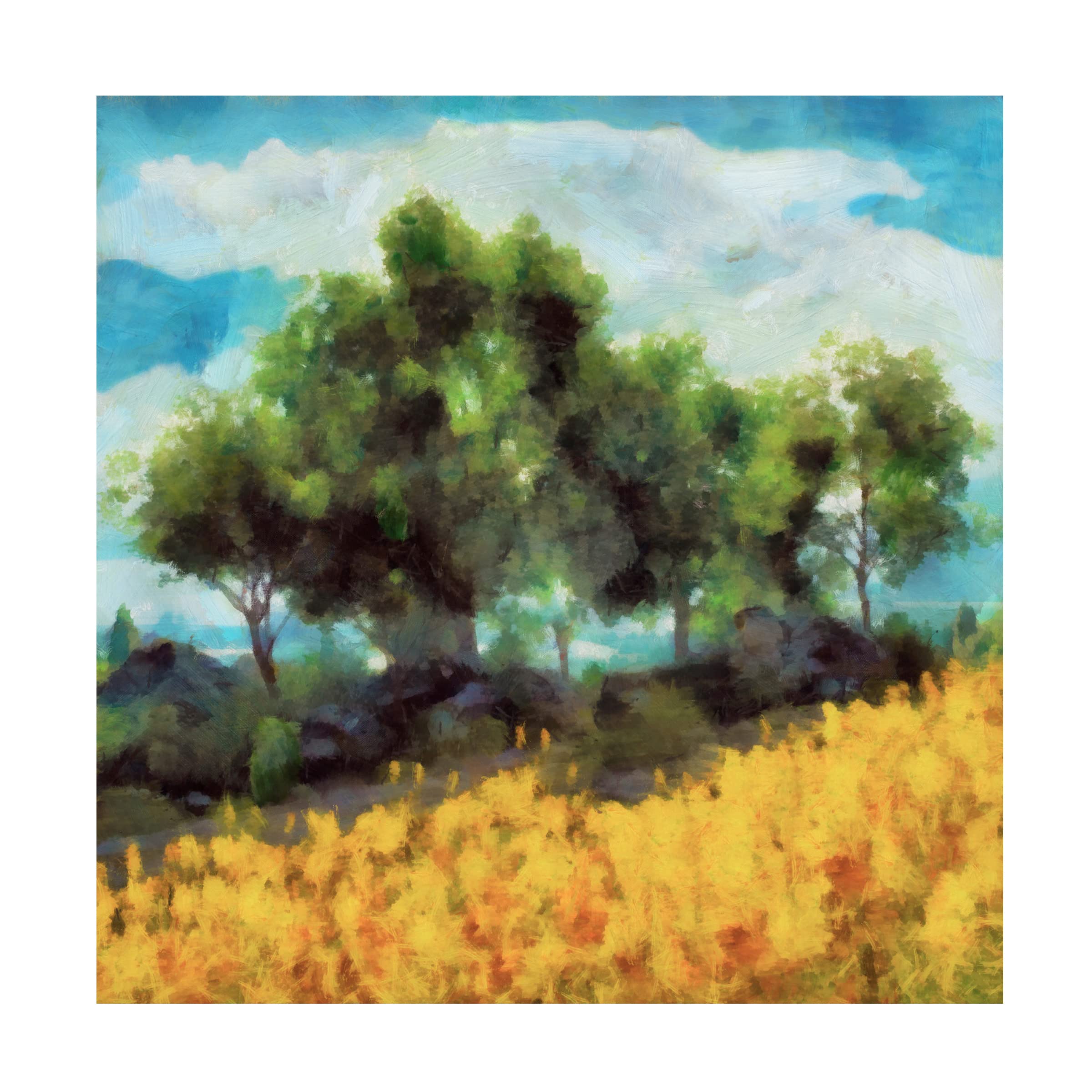 Trademark Fine Art 'Mellow Yellow Landscape II' Canvas Wall Art by Alonzo Saunders - Perfect for Living Room, Bedroom & Office Decor