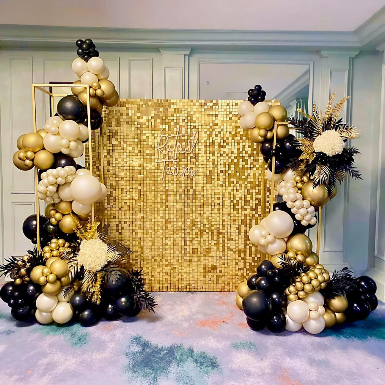 6x6ft Gold Sequin Wall Backdrop - Elegant Square Shimmer Party Decor for Bridal Showers, Birthdays & Bachelorette Parties | Perfect for Wedding Decorations, Photo Booths & Event Backgrounds