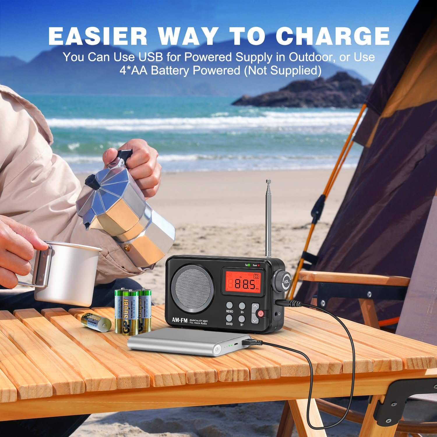 Tendak Portable AM/FM Radio - Compact Transistor Radio with Clear Sound, Channel Memory, Alarm Clock & Sleep Timer - Perfect for Travel, Camping, Emergency & Outdoor Activities