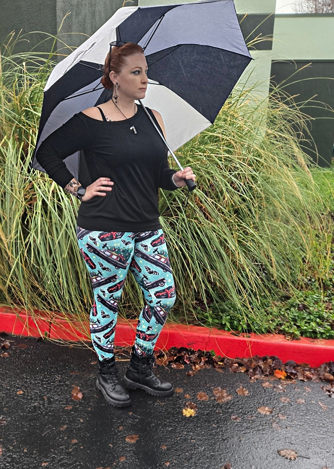 Goth Creepmas Christmas Ride Semi-Exclusive Handcrafted Vibrant Leggings | Unique Holiday Fashion for Gothic Christmas Parties & Alternative Festive Outfits
