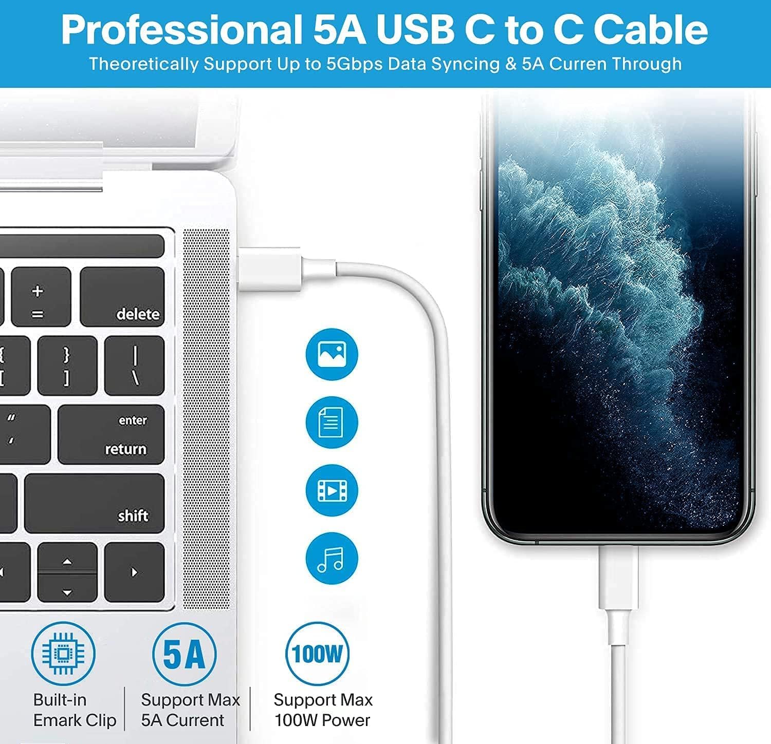 96W USB C Charger for MacBook Air/Pro - Fast Charging Power Adapter with Type C Cable - Compatible with MacBook Pro 13/14/16 inch & MacBook Air - Perfect for Home, Office & Travel Use